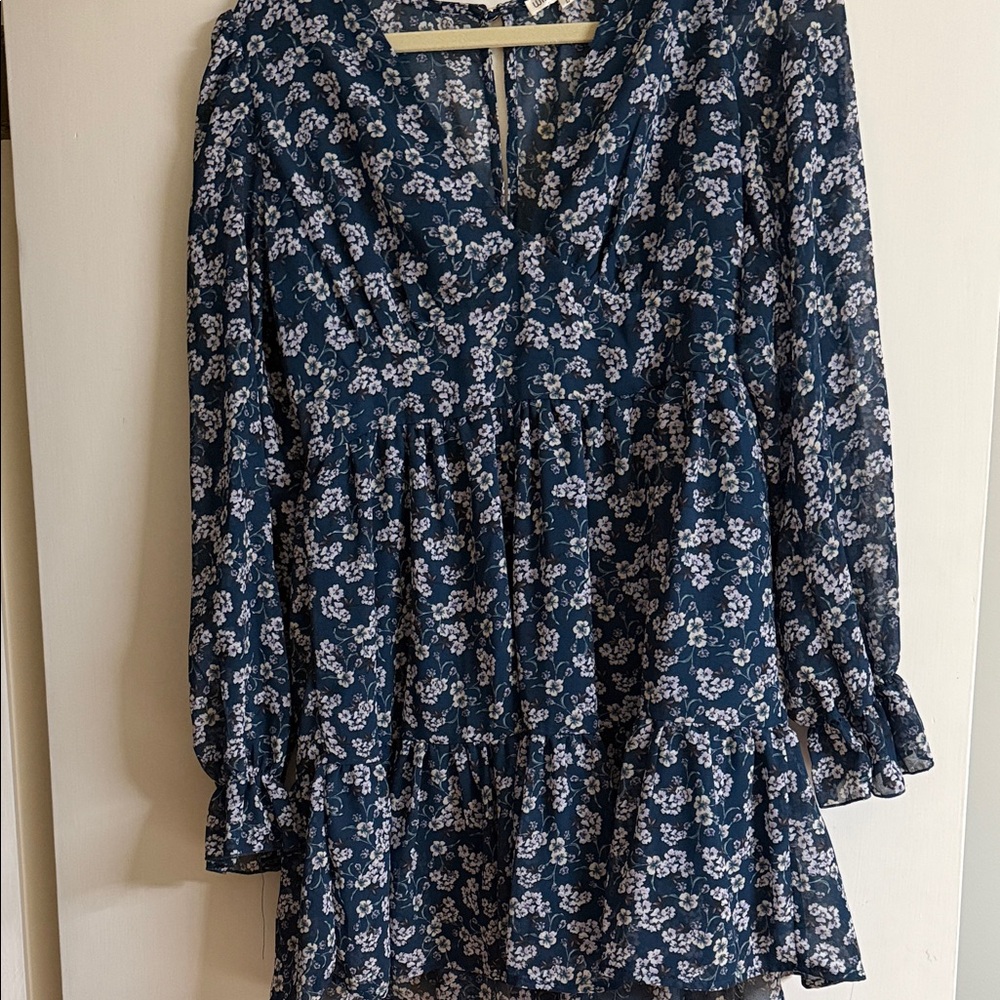 Jasmine Navy Floral V-Neck Dress